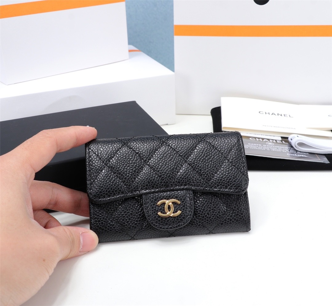 CHANEL 香奈兒 Classic Flap Card Holder 經典菱格紋卡夾皮夾（黑金款）