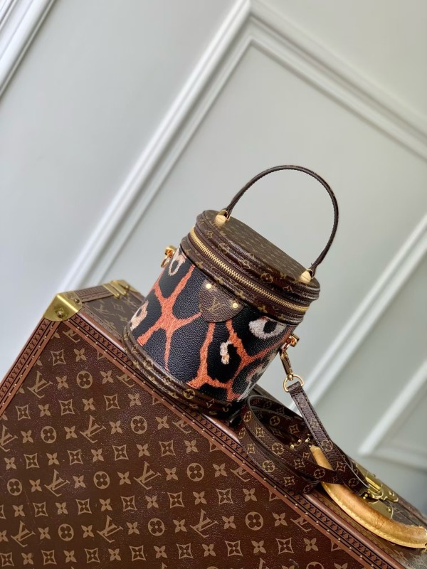 【LOUIS VUITTON 路易威登】Cannes Leopard Monogram 化妝盒手提包｜豹紋拼接 × 經典 Monogram × 鎖扣細節